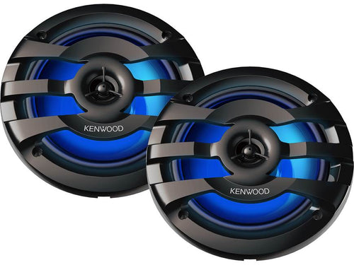 Kenwood KFC-1673MRBL 6-1/2" 2-way marine speakers with built-in LED lights (Black) by JVCKenwood